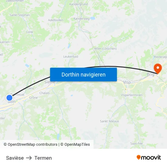 Savièse to Termen map