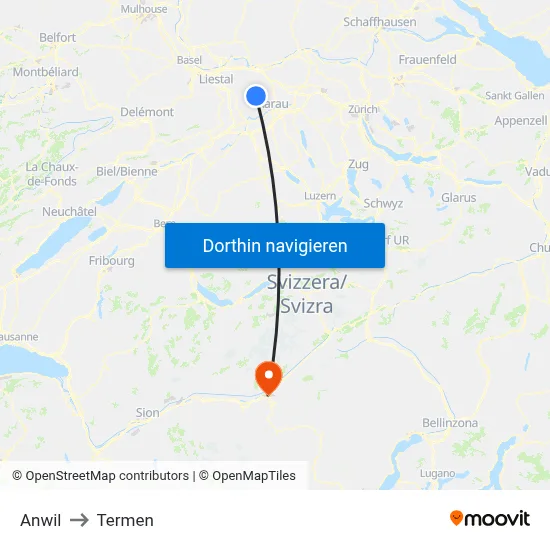 Anwil to Termen map