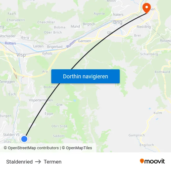 Staldenried to Termen map