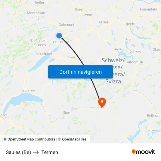Saules (Be) to Termen map