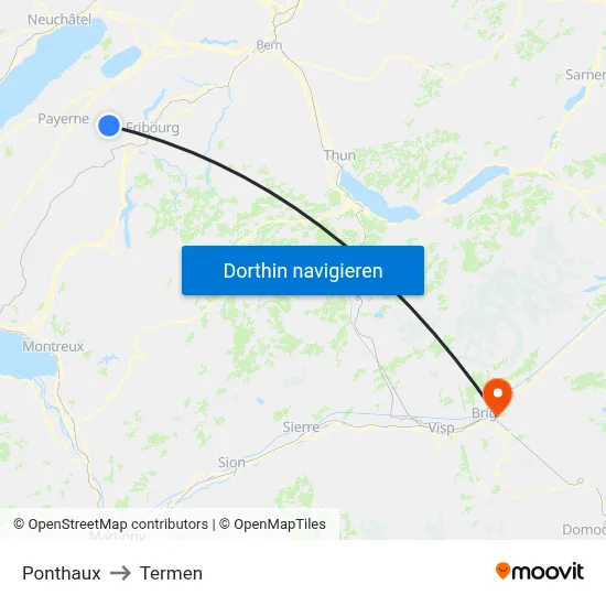 Ponthaux to Termen map