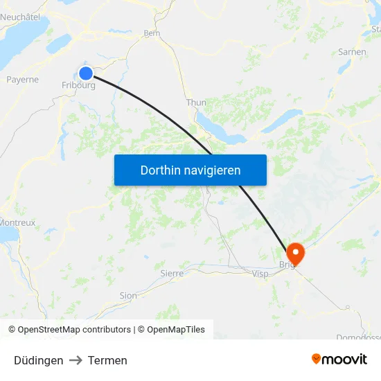 Düdingen to Termen map
