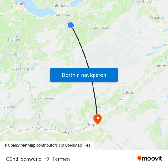 Gündlischwand to Termen map