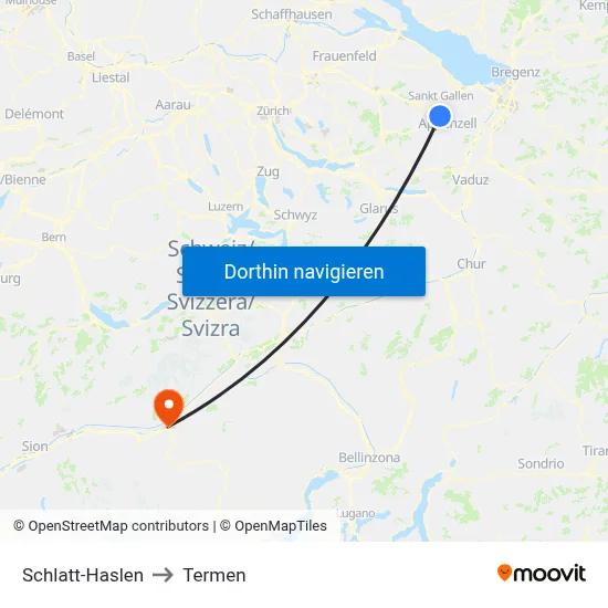 Schlatt-Haslen to Termen map
