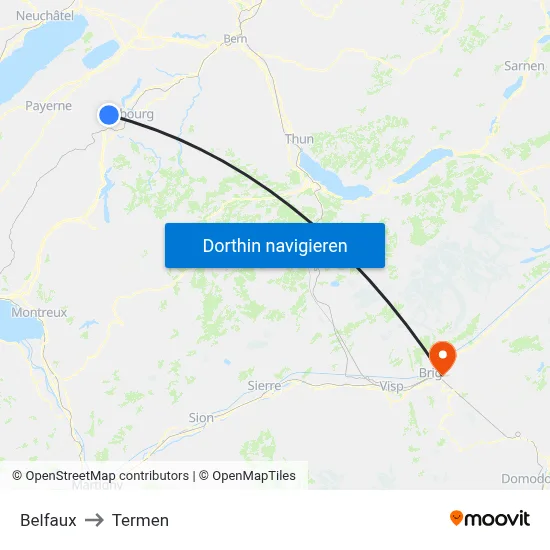 Belfaux to Termen map