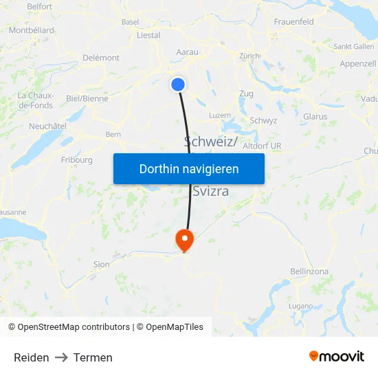 Reiden to Termen map