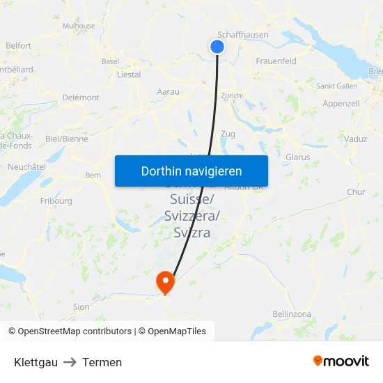 Klettgau to Termen map