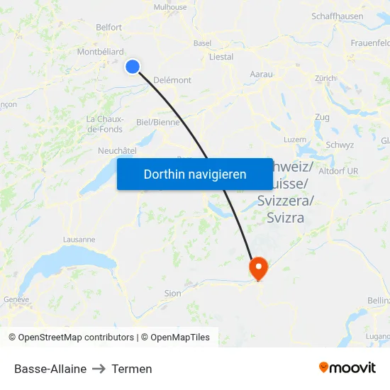 Basse-Allaine to Termen map
