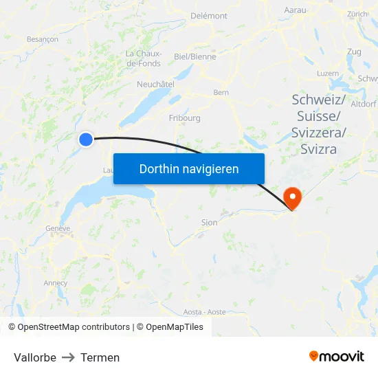 Vallorbe to Termen map