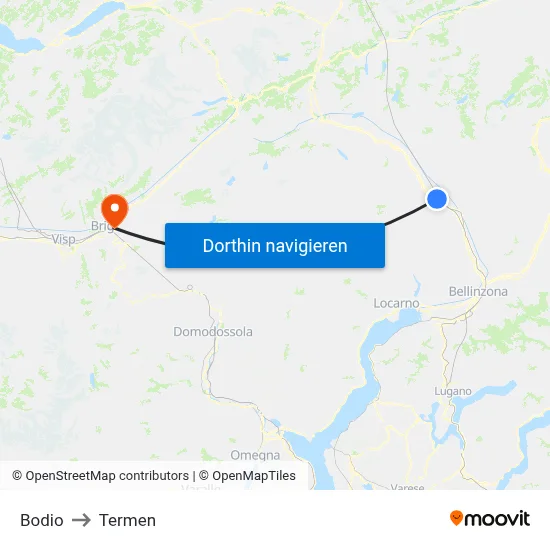 Bodio to Termen map