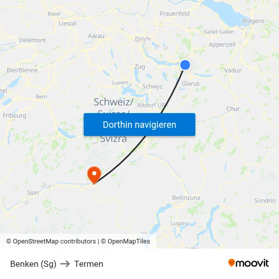 Benken (Sg) to Termen map