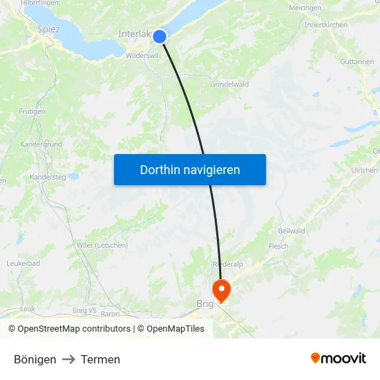 Bönigen to Termen map