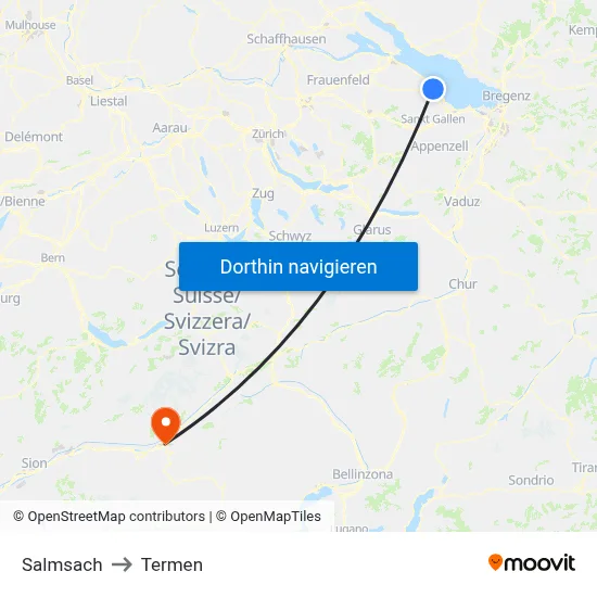 Salmsach to Termen map