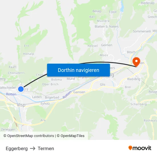Eggerberg to Termen map