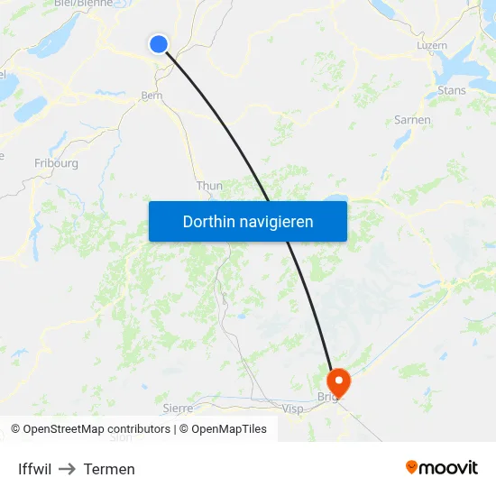Iffwil to Termen map