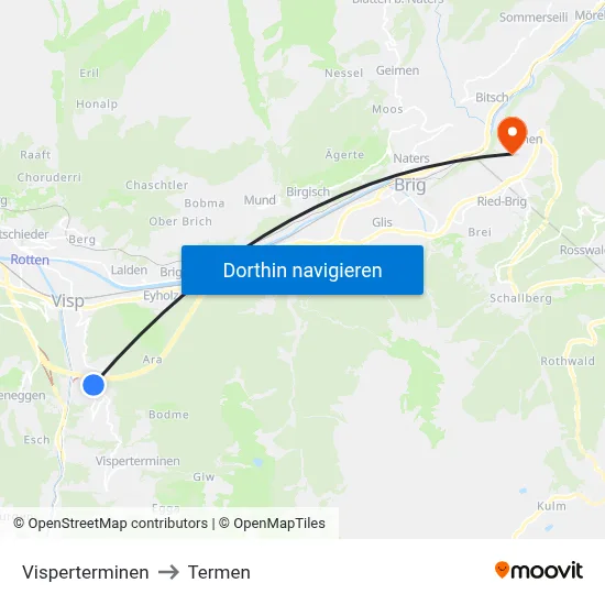 Visperterminen to Termen map