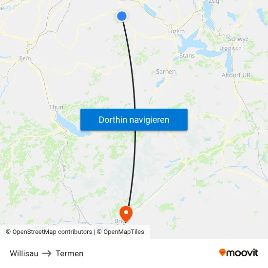 Willisau to Termen map