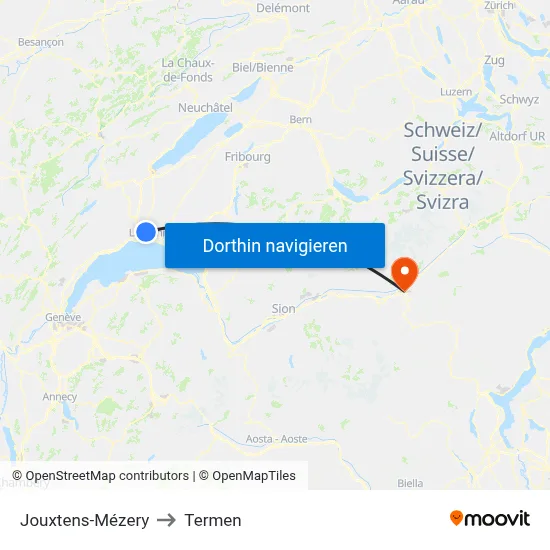 Jouxtens-Mézery to Termen map