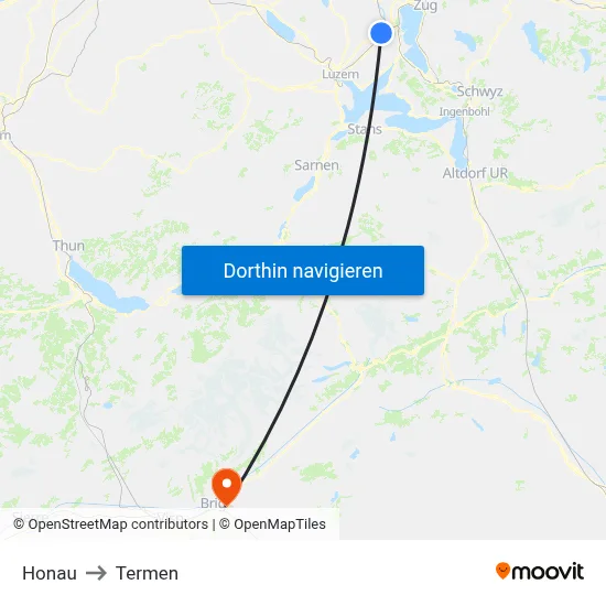 Honau to Termen map