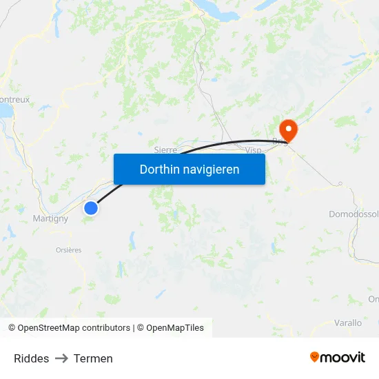 Riddes to Termen map