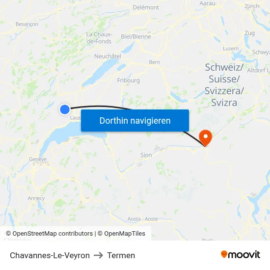 Chavannes-Le-Veyron to Termen map