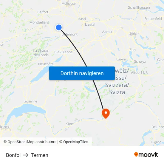 Bonfol to Termen map
