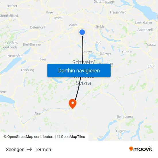 Seengen to Termen map