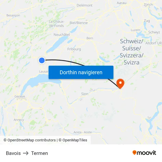 Bavois to Termen map