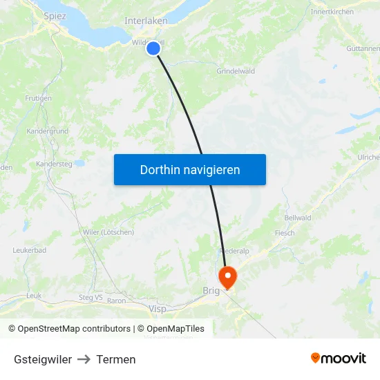 Gsteigwiler to Termen map