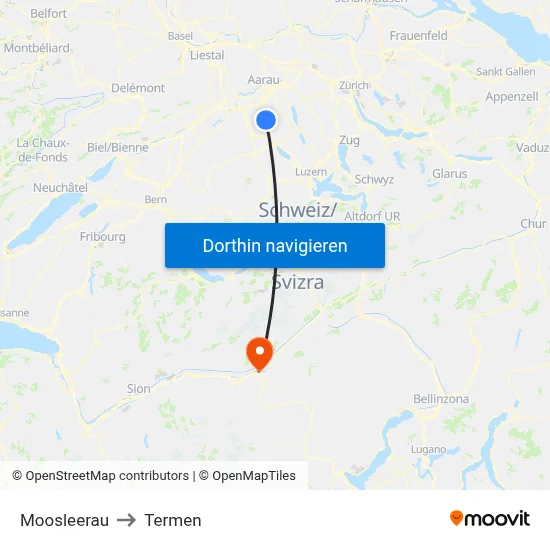 Moosleerau to Termen map