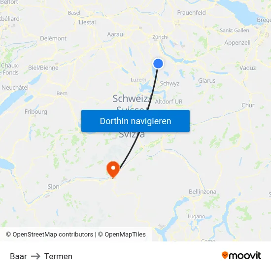 Baar to Termen map