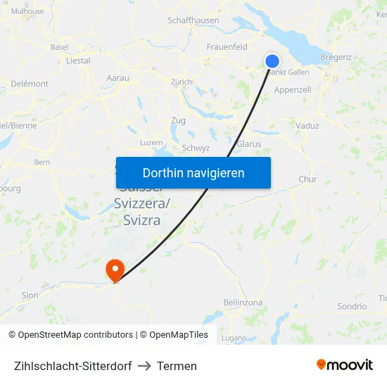 Zihlschlacht-Sitterdorf to Termen map
