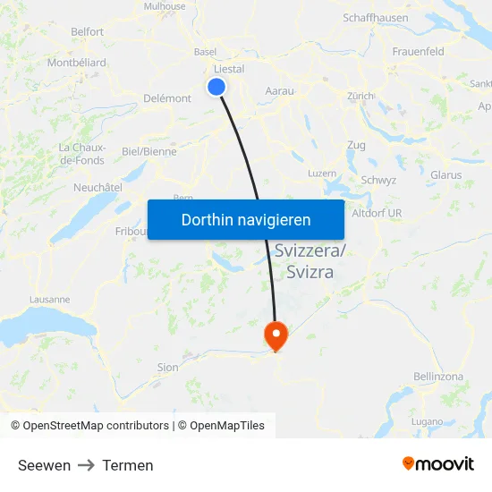Seewen to Termen map