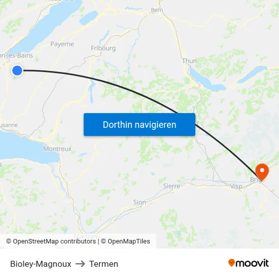 Bioley-Magnoux to Termen map