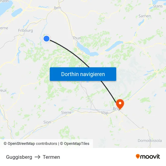 Guggisberg to Termen map