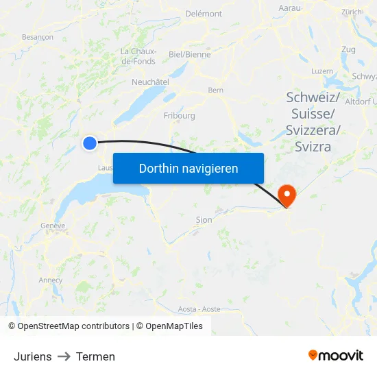 Juriens to Termen map