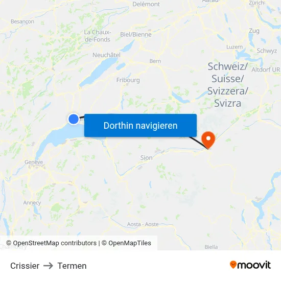 Crissier to Termen map