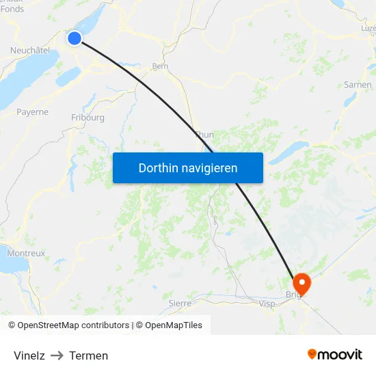 Vinelz to Termen map