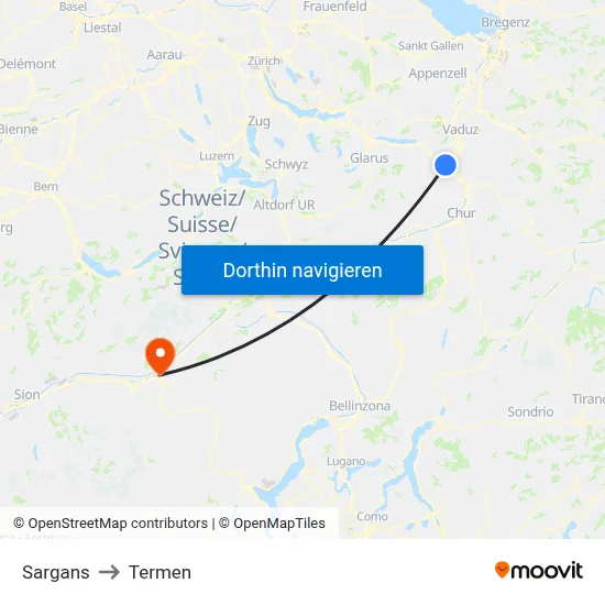 Sargans to Termen map