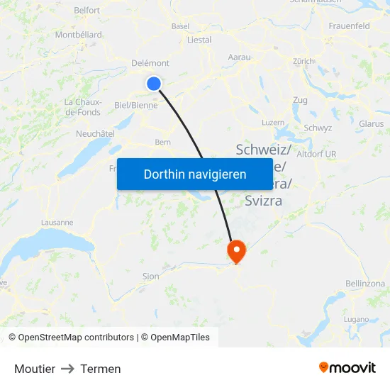 Moutier to Termen map