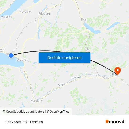 Chexbres to Termen map
