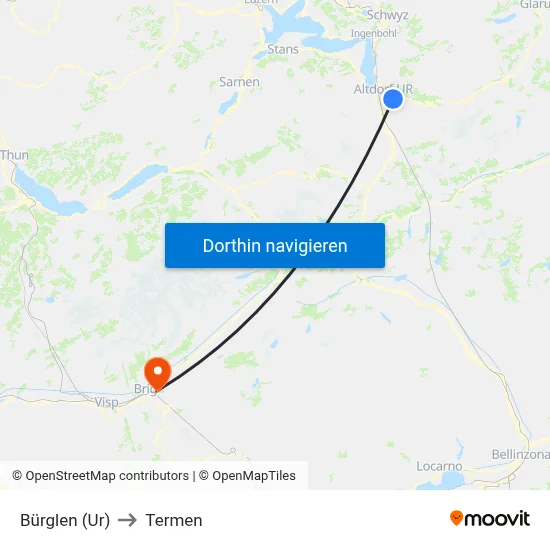 Bürglen (Ur) to Termen map