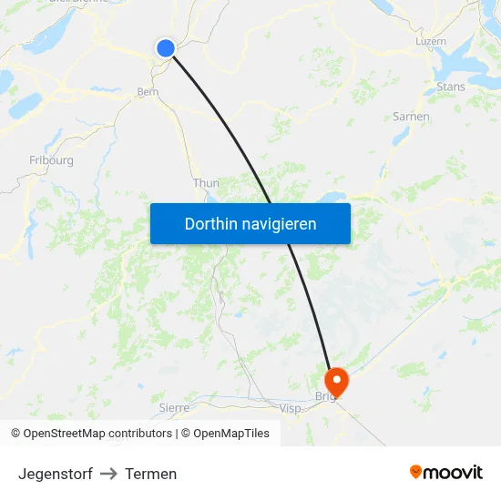 Jegenstorf to Termen map