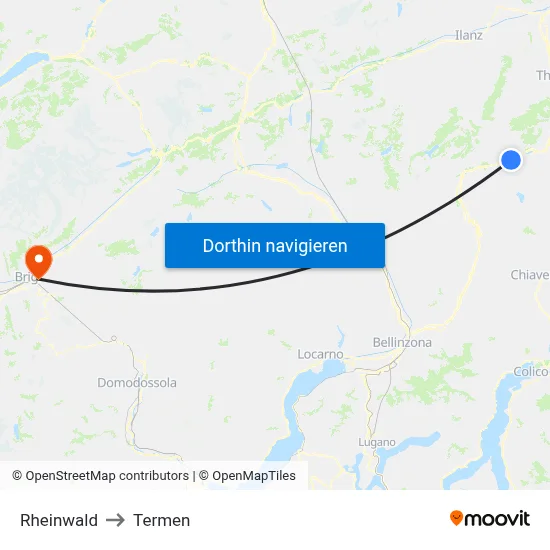 Rheinwald to Termen map