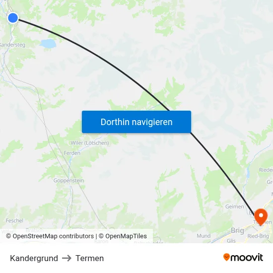 Kandergrund to Termen map