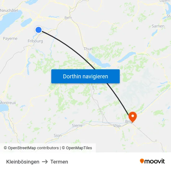 Kleinbösingen to Termen map