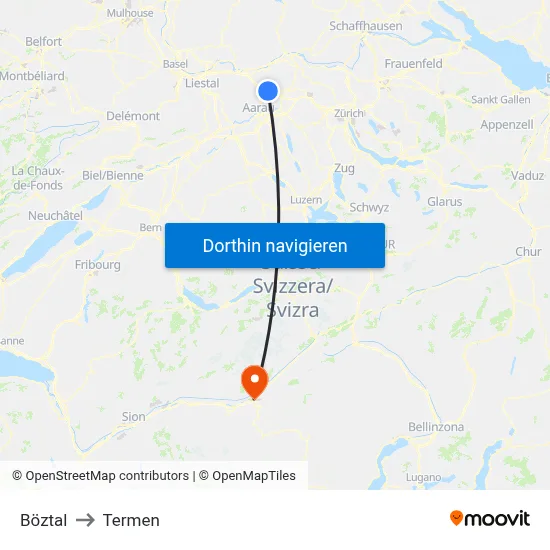Böztal to Termen map