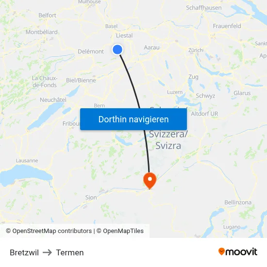 Bretzwil to Termen map