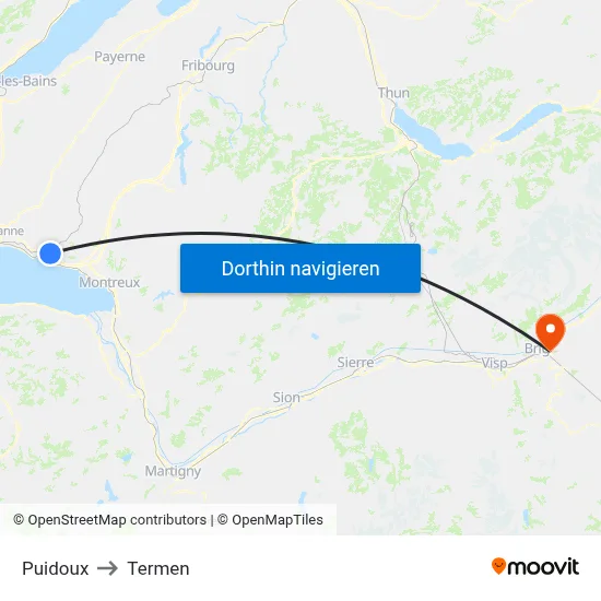 Puidoux to Termen map