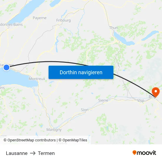 Lausanne to Termen map